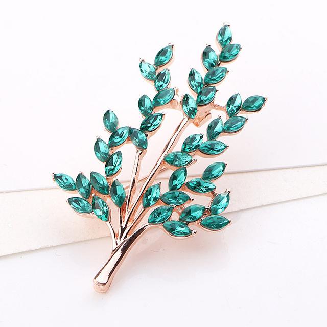 

Изысканная высококачественная брошь в виде листа, хрустального стекла, стразов, ветки растений, женская мода