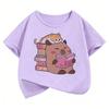 Sommer Frühling Niedliche Katze mit Capybara Lesen Buch T-Shirts Kurzarm Kinder Kinder-T-Shirt Jungen Mädchen Freizeit Oberteil T-Shirt