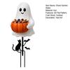 Decorative Soil Insert Signs Halloween Ghost Candy Bowl Garden Stake, 2D Flat Pumpkin Holder with Cat Spooky Bucket Sign And Bats, Trick or Treat