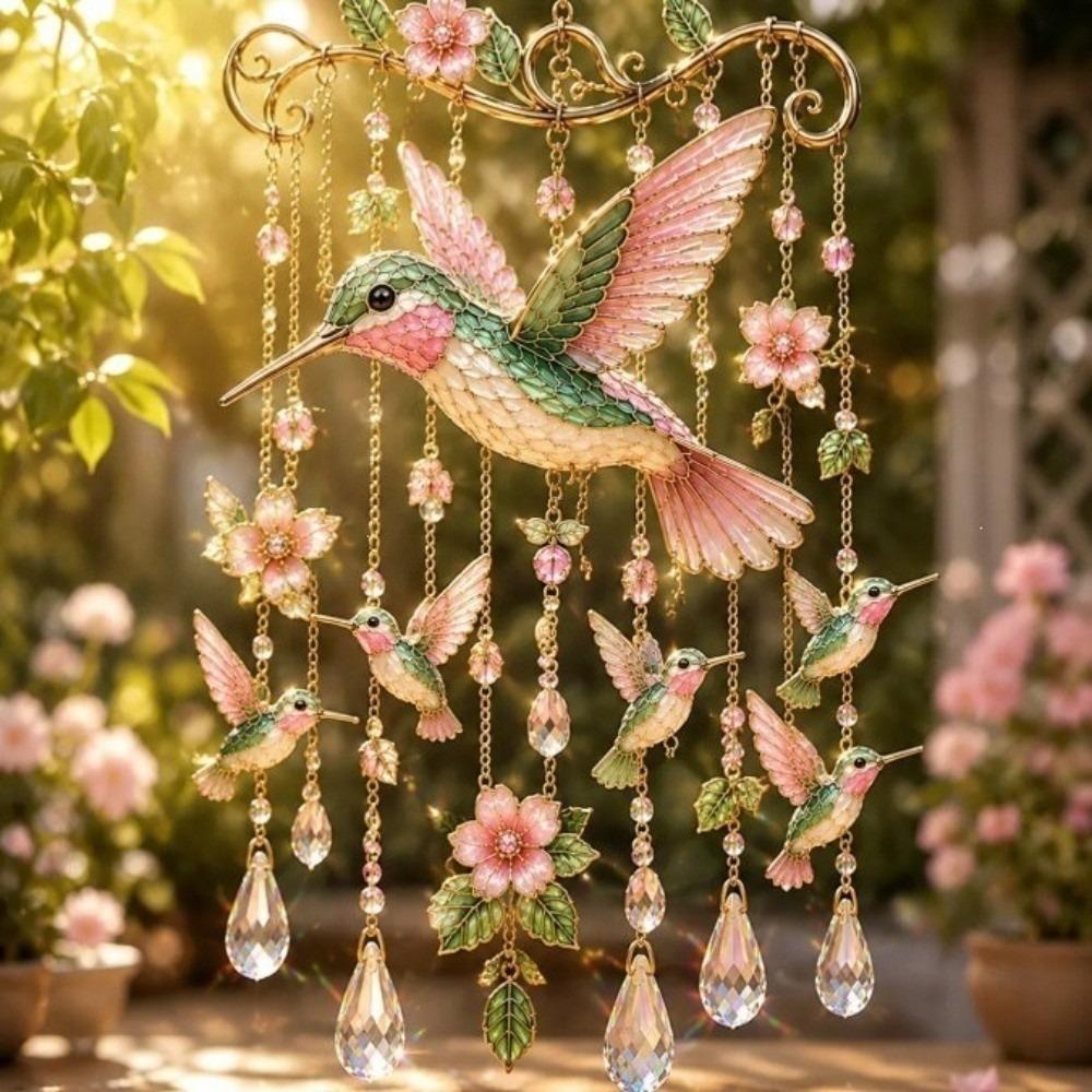 Bunte Vogel-Hängeornamente 2D Flach Hausdekoration Bastelarbeiten Kolibri Windspiel Hof