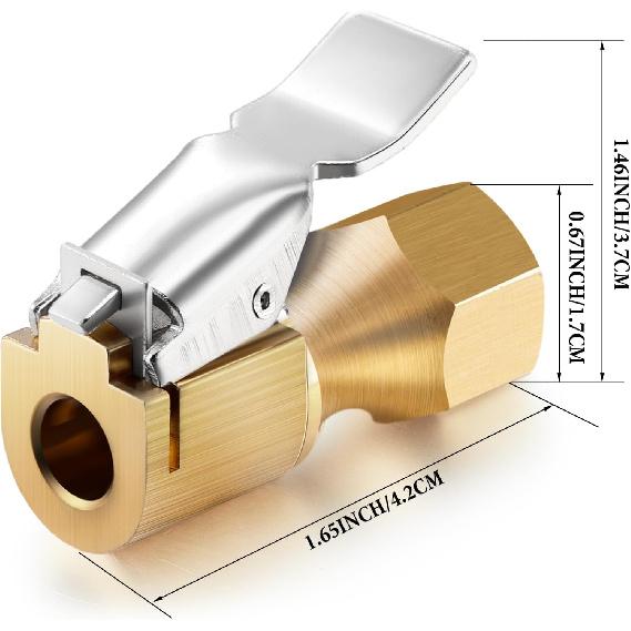 6 шт. Латунный вентиль для накачки шин Открытого типа Прямой вентиль с зажимом для манометра компрессора Аксессуары