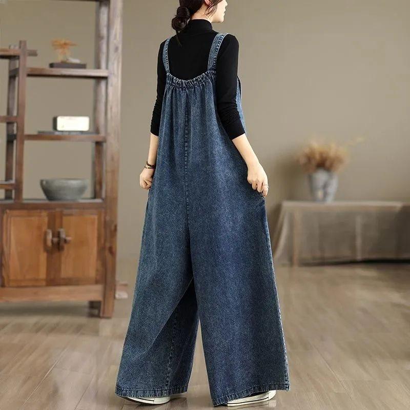 Tute di Cotone Denim da Donna a Vita Alta e Vestibilità Larga per Uso Casual Primavera Estate