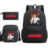 Chainsaw Man Print Student Backpack Set with Crossbody Bag and Pencil Pouch for Boys Girls Daily Use