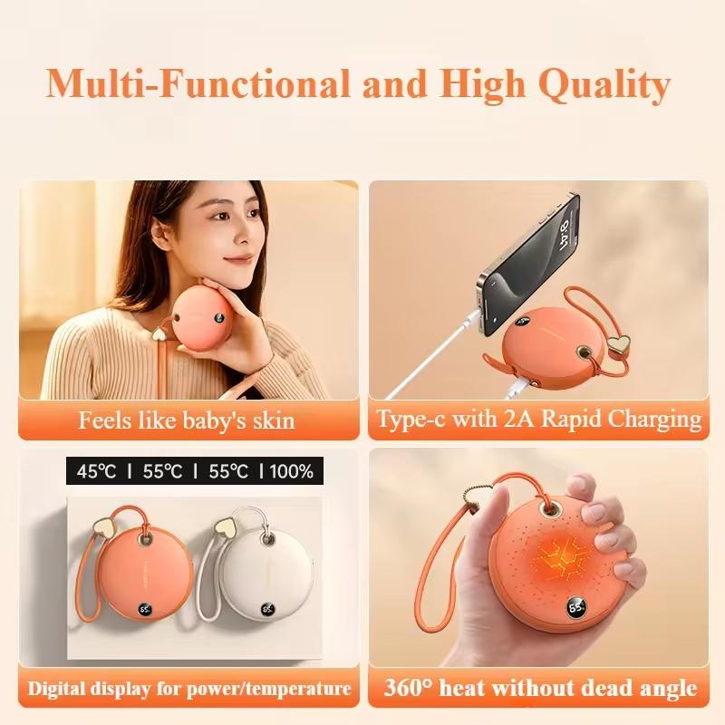 Tragbarer Handwärmer Handheld Wiederaufladbar Beidseitige Heizung LED Digitalanzeige Powerbank Winter-Essential