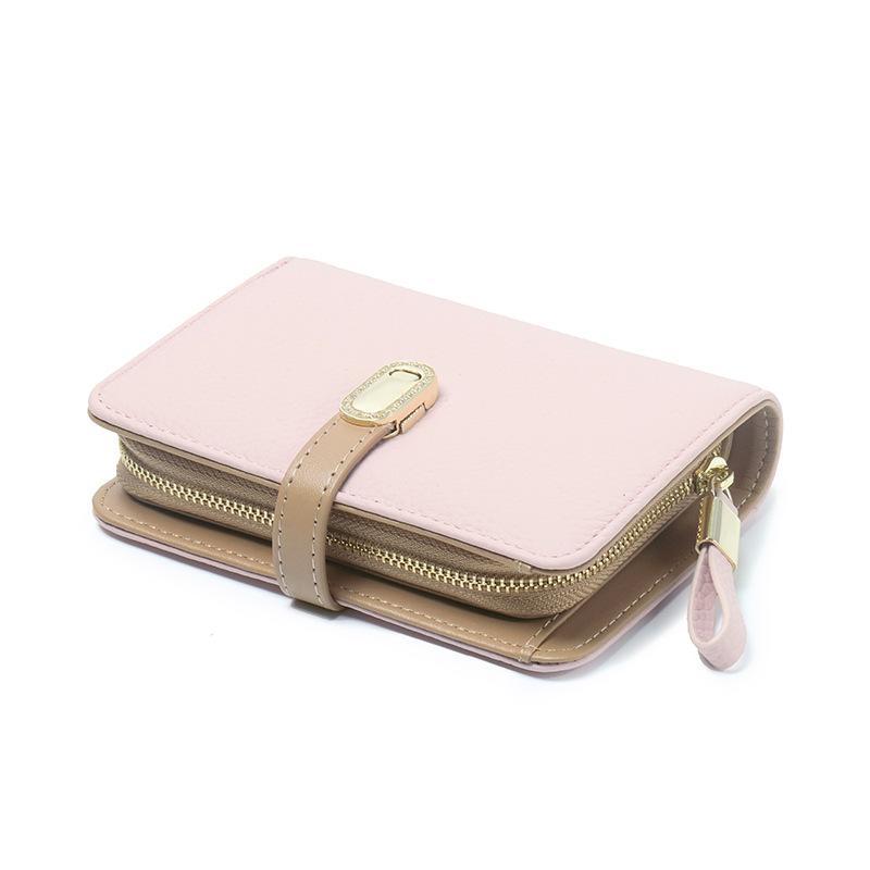 Damenbrieftasche, echtes Leder, große Brieftasche in Kontrastfarbe, erste Schicht Rindsleder, hochwertige Clutch, Brieftasche für mehrere Karten.