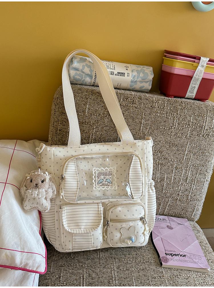 Schoolbag New Girl Style Backpack Transparent Compartment Large Capacity Student Schoolbag Cute Female Lightweight Travel Handbag
