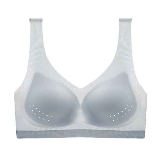 

Women Bra Super Thin Hollow Out Detachable Pads Cooling Ice Silk Breast Support Wireless Seamless Women Brassiere Inner Wear Clothes XL сірий