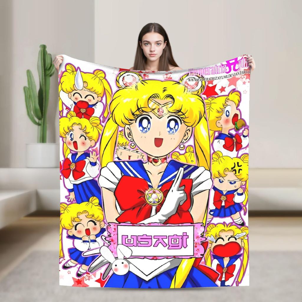 S-Sailor M-Moon Anime Blanket Camping Flannel Bedding Throws For Living Room Warm Soft Design Quality Bedspread Gift