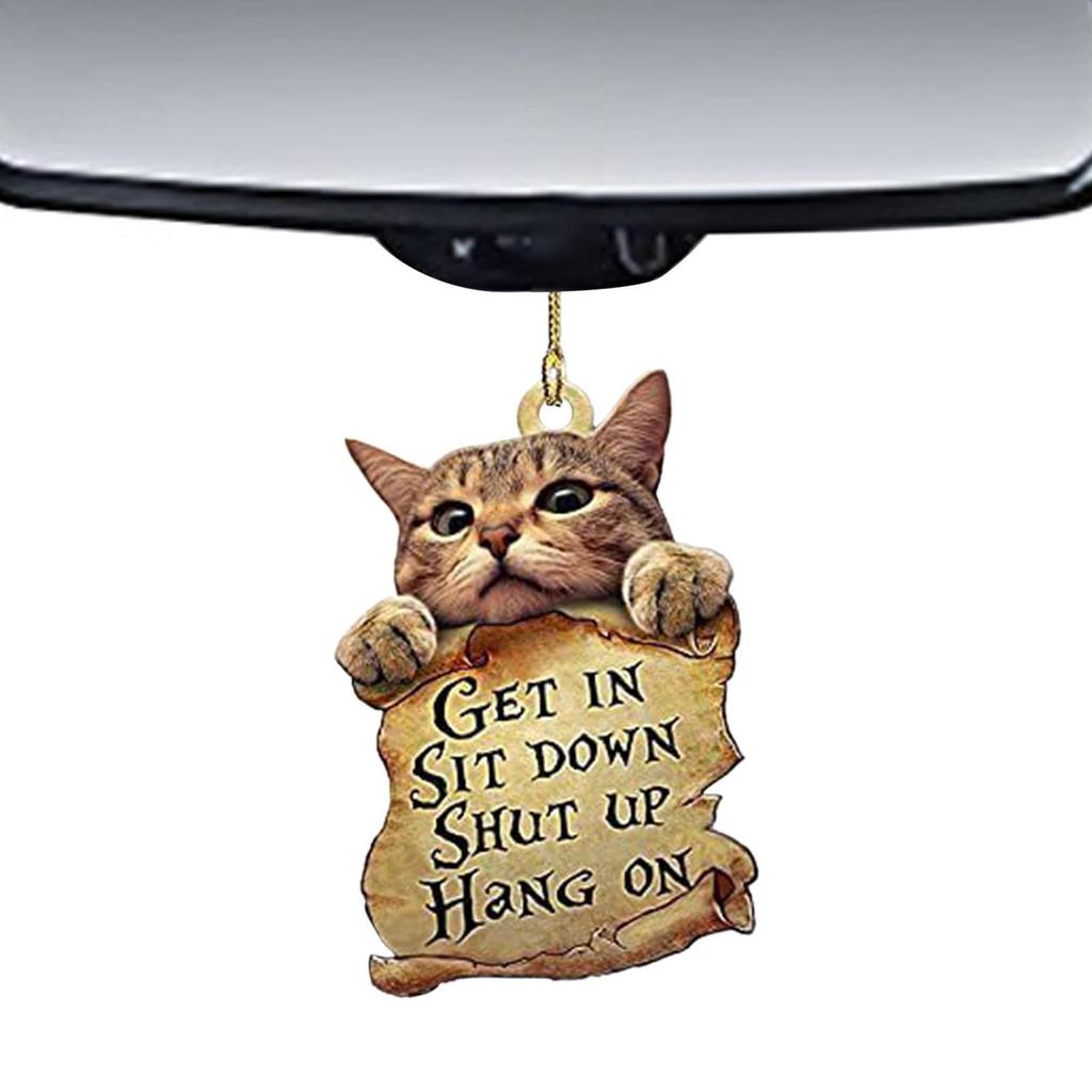 Cat Design Car Rearview Mirror Ornament - Versatile decoration with backpack and keychain, cute