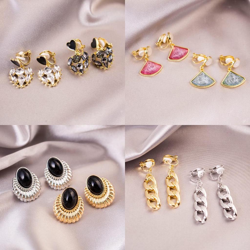 Elegant Clip-On Triangle Earrings for Non-Pierced Ears - Versatile, Light Luxury for Everyday Wear.