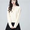 2026 Early Autumn/Winter Off-White Women's Lace Tie Round Neck Sweater, Age-Reducing Loose Knit Short Top