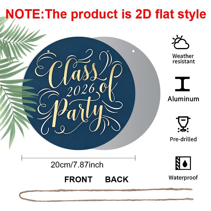 2D Flat Aluminum Graduation-themed Wall Hanging, Available in Multiple Sizes, Features An Elegant Navy Blue and Gold Foil Design, Making It A Perfect