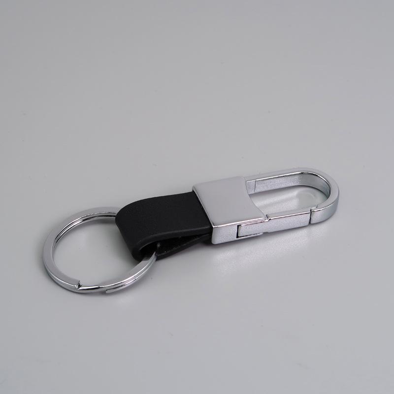 Metal and Genuine Leather Car Keychain with Customizable Laser-Engraved Logo