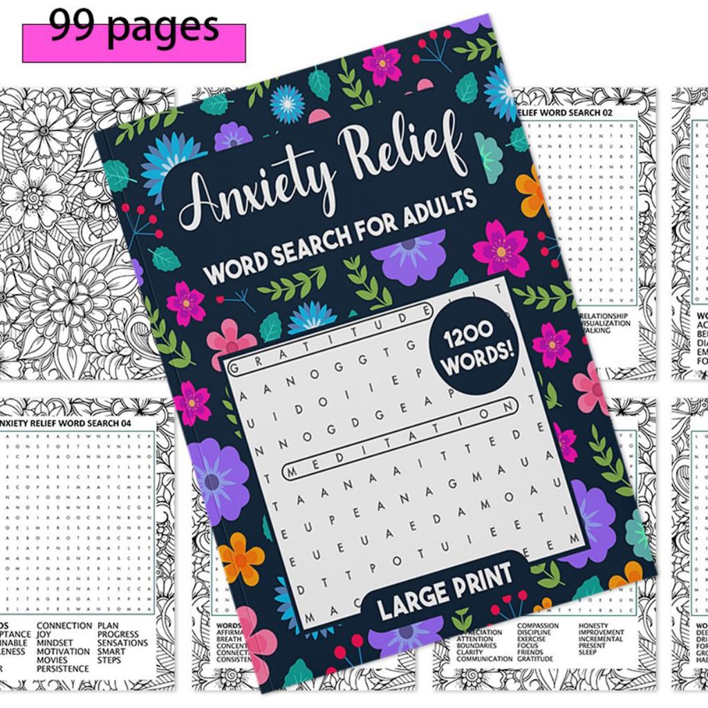 Anxiety Relief : Word Search For Adults: Reduce Anxiety & Promote Relaxation : Adult Word Search Puzzles