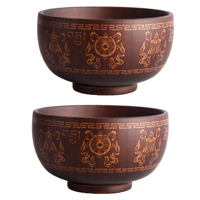 New Creative Bowl Spoon Tableware Set For Kitchen Item Utensils Wooden Auspicious Eight Treasure Pattern Dining Salad Home Dinne