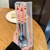 Cute Strawberry Chopsticks Spoon Fork Cutlery Set With Case Portable Travel Stainless Steel Tableware Kitchen Utensils