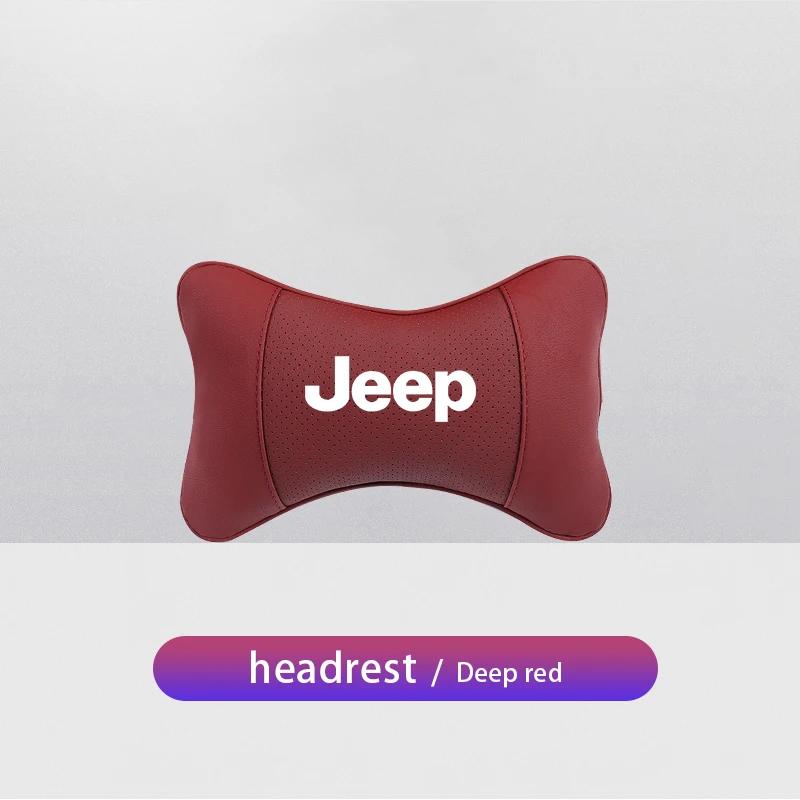 Per Jeep Cuscino per Collo per Sedile Auto Poggiatesta in Pelle Supporto Lombare per Jeep Grand Cherokee Wrangler JK Gladiator Compass Ren