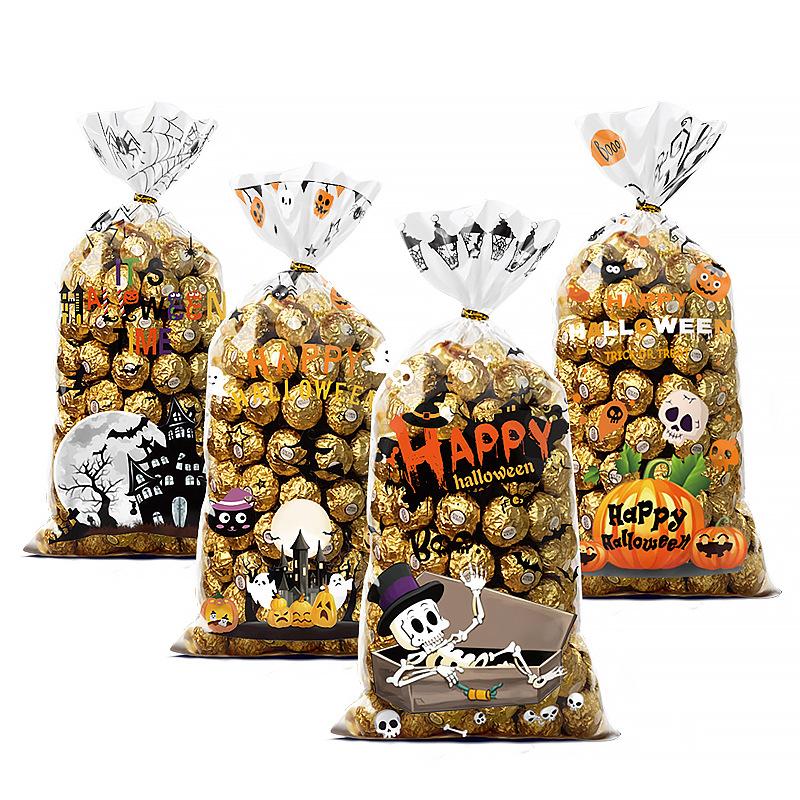 

Новые стили, Хэллоуин, Пакеты для конфет, ОПП, Подарочный пакет для фестивальной вечеринки, Упаковка для закусок, Стеклянная бумага, Плоский верх Pack of 50