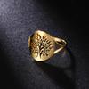 Retro Tree of Life Stainless Steel Ring for Men and Women Lucky Talisman Jewelry Fashion Wide Finger Ring Birthday Gift