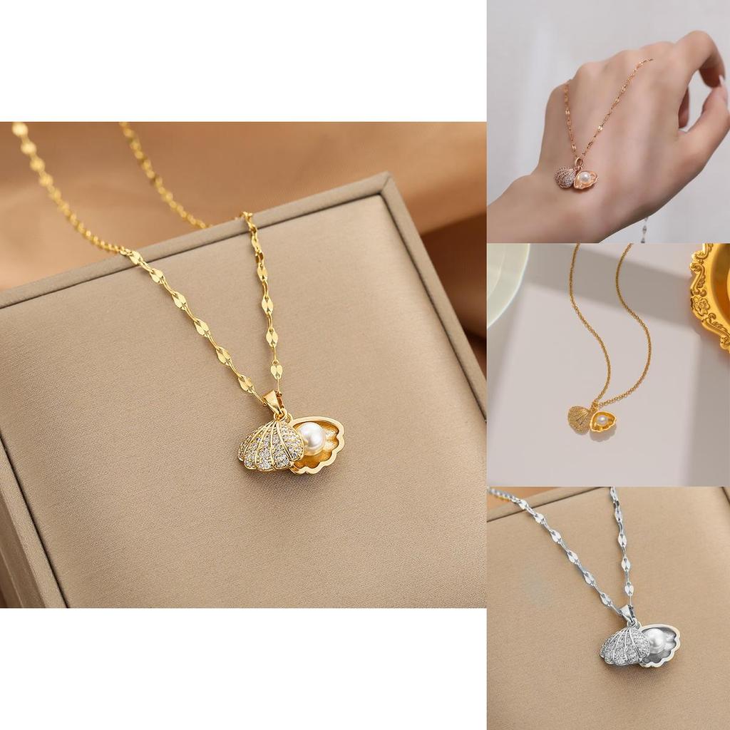 Fashion Pearl Necklace With Geometric Design And Cz Embellishments For Women