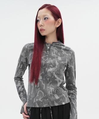 Taibseobiseu Camo Slim Hoodie [Charcoal]