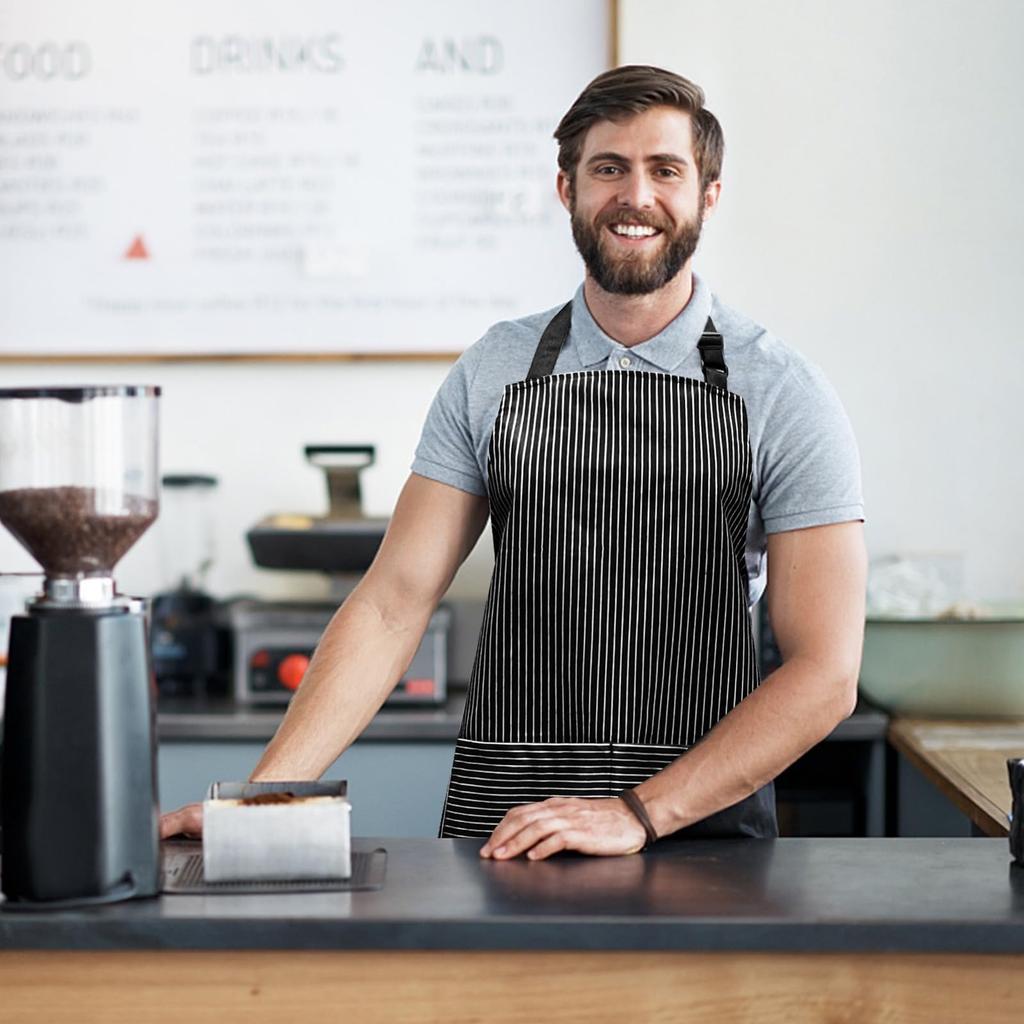 Becanno 2-Piece Unisex Cafe Apron, Long, Adjustable, Large Capacity Pockets, Stain Resistant, Wrinkle Resistant, Stylish for Men and Women, Perfect