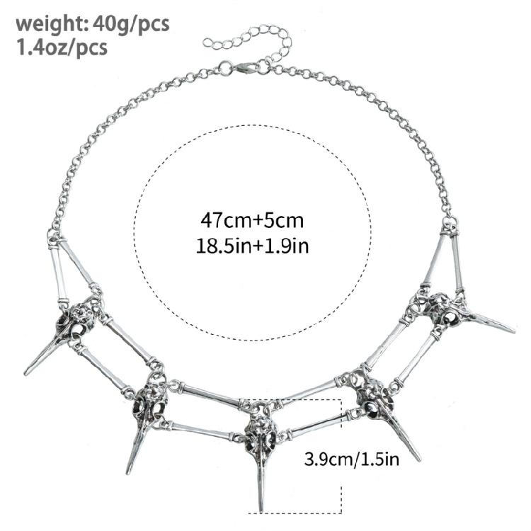 Elegante gotische Vogelschädel-Halskette, die jedem Outfit einen Hauch von Geheimnis verleiht. Modisches gotisches Accessoire mit Legierungstextur.