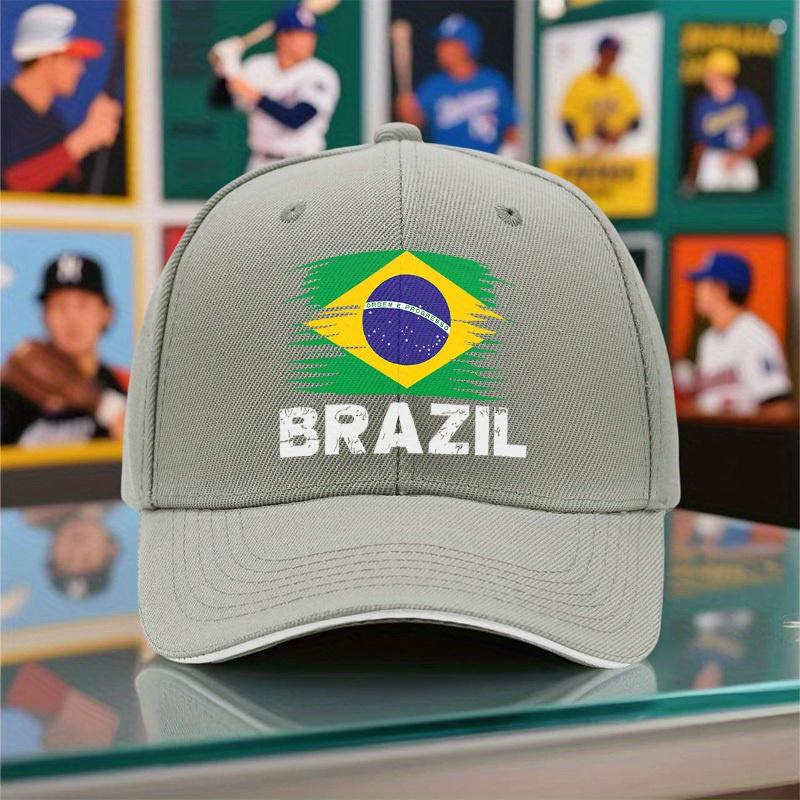 Brazil Flag Brush Stroke Baseball Cap Unisex Polyester Adjustable Outdoor Sports Cap