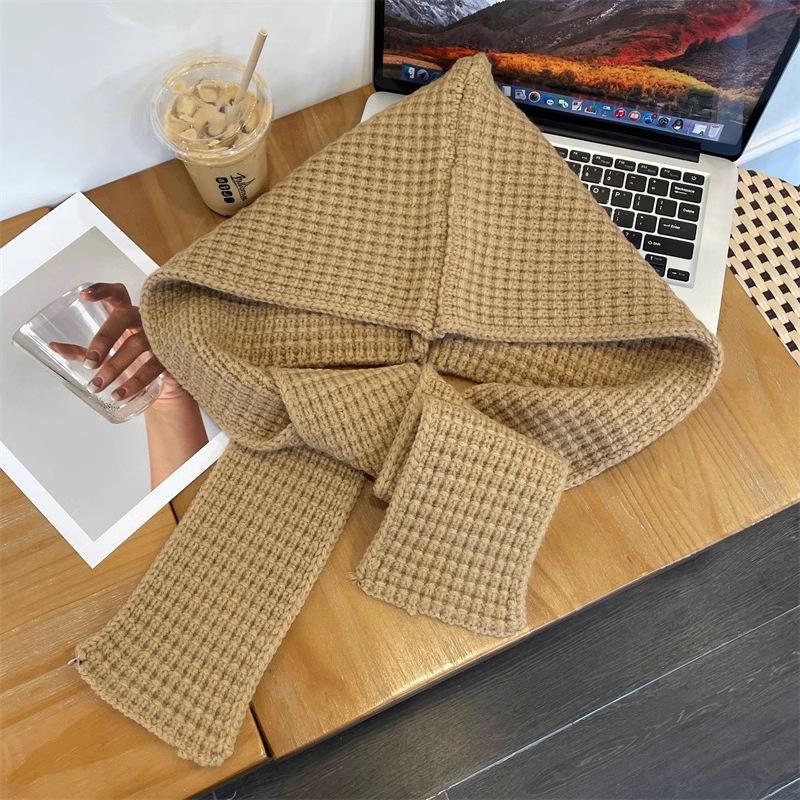 Wool Knitted Solid Color Scarf: Winter Warmth, Versatile Neck Warmer for Women, Couples, and Students
