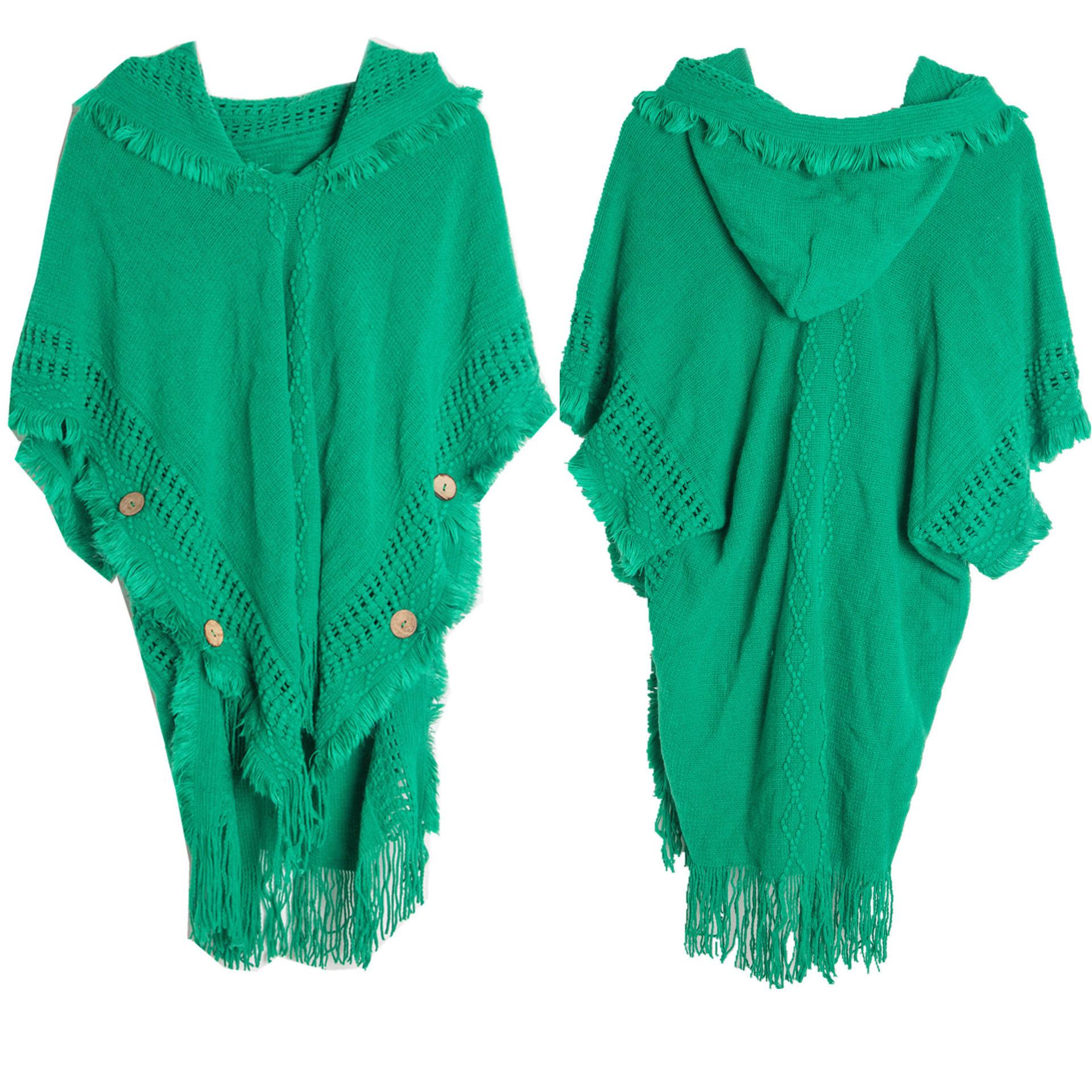 

Женский новый европейский и американский весенне-осенний зимний свитер больших размеров с капюшоном и пуговицами, накидка-шаль 75*100cm