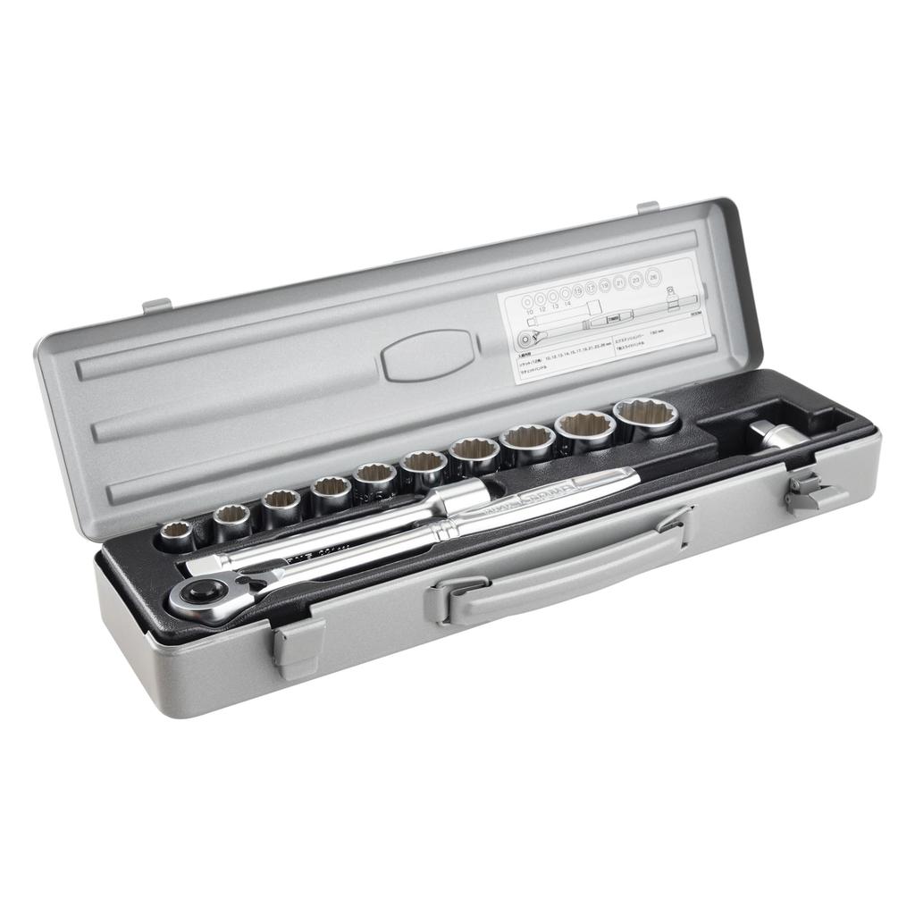 TONE Socket Wrench Set 13 Pieces 800M, 12.7mm (1/2") Drive, Silver,