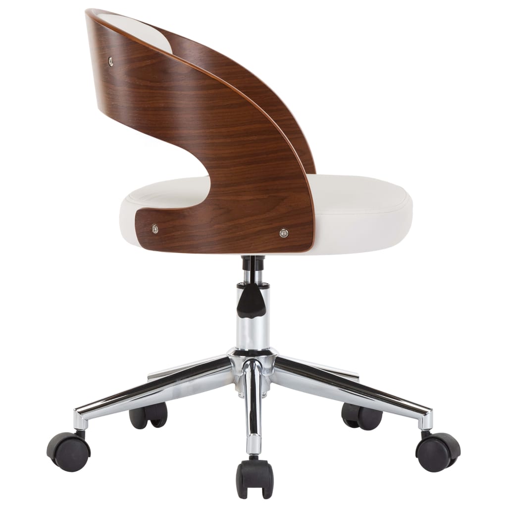 Dining Chair Swivel White Bentwood and Faux Leather