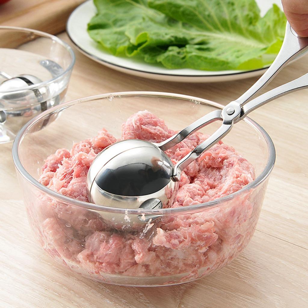 1pc Multi-Use Stainless Steel Meatball Scoop - Non-Stick Meatball Maker with Ergonomic Handle - Ideal for Meatballs, Cake Pops, Cookies, and Ice Cream