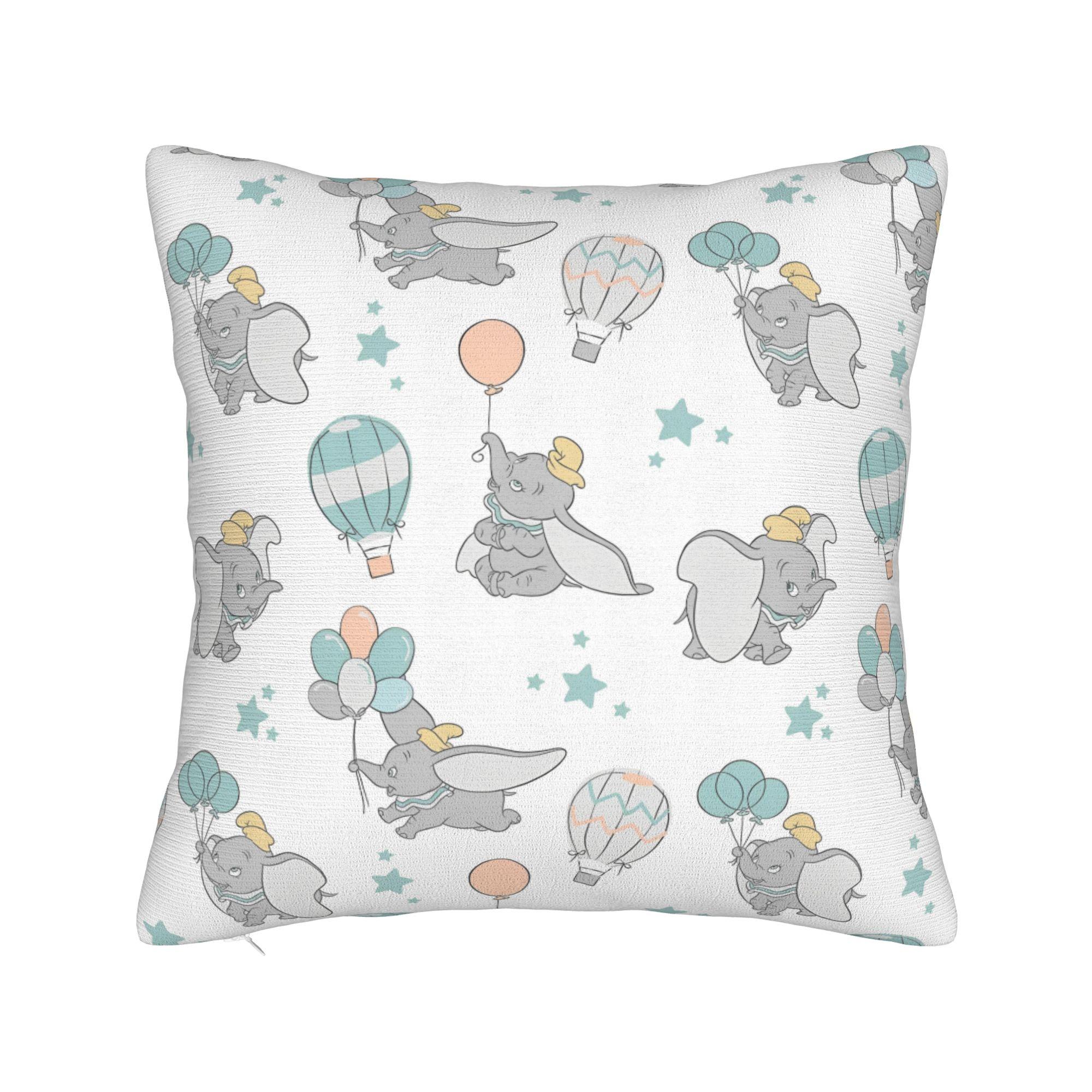 

Dumbo Elephant Cartoon Square Pillow Case Circus Carnival Cute Cushion Covers Awesome Zipper Decor Pillowcase for Home 18 x18 30cmx30cm