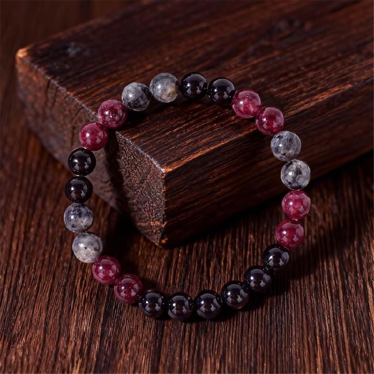 Elastic Beaded Hand Chain With Mixed Stone And Resin Suitable For Any Occasion