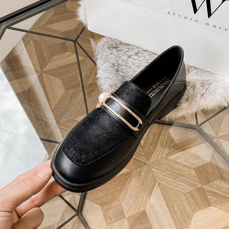 Plus Size 43 Women Loafers  New Fashion Style Metal Ring Buckle Pu Leather Slip -On Office Lady Shoes Big Size Woman Flats