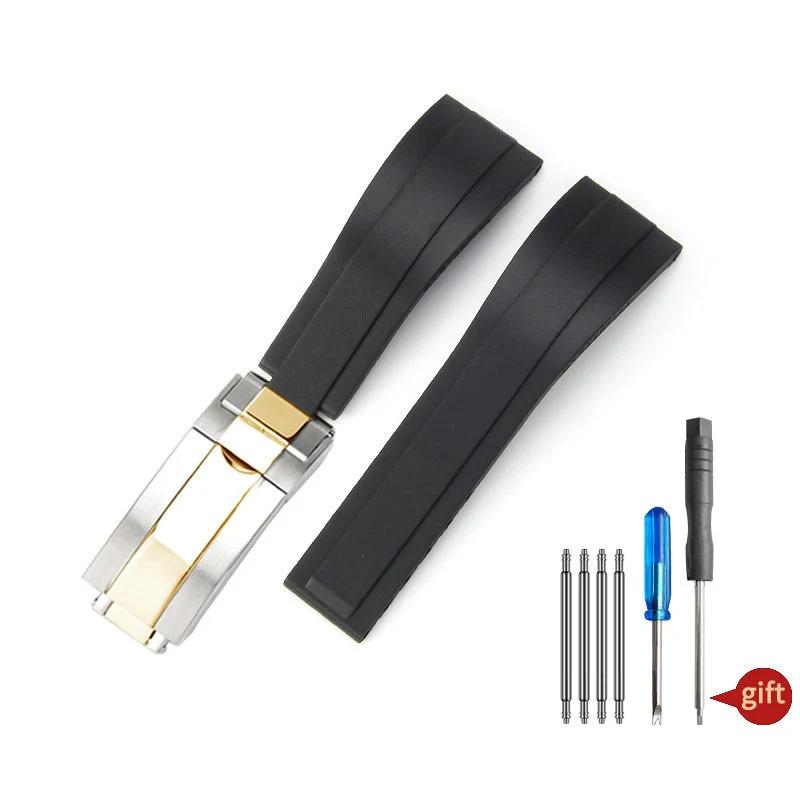 Nature Soft Silicone Rubber Men 20mm Watchband For Rolex Watch Strap Daytona Submariner GMT OYSTERFLEX Bracelet Folding Buckle