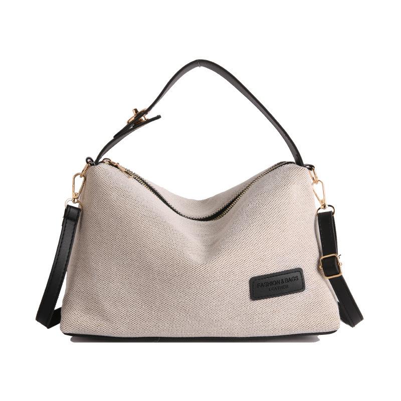 MultiColor Canvas And Faux Leather Hobo Underarm Bag For Women Casual Shoulder Crossbody Bag With Adjustable Strap For Daily Use