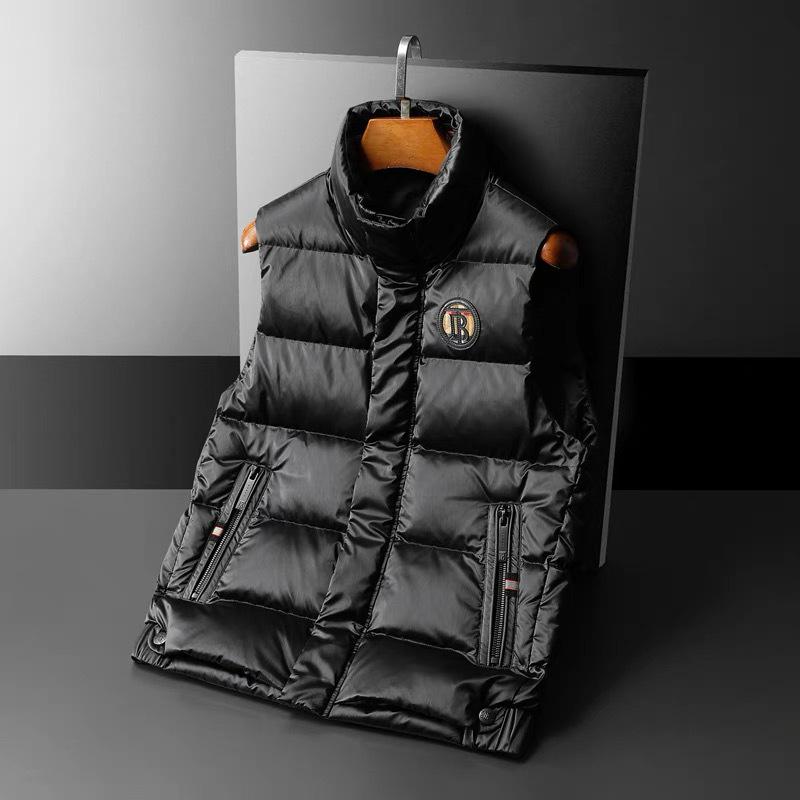 Męska Europejska Błyszcząca Kamizelka Puchowa - Zimowa z Kołnierzem Stojącym Moda Biały Puch Kaczy Odzież Wierzchnia