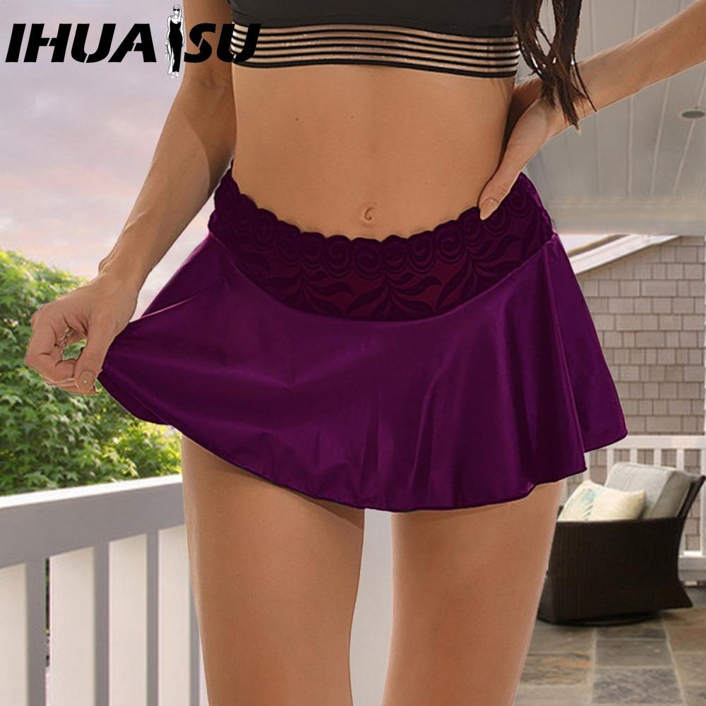 IHUASU Women's Fashion Casual Solid Color Print Summer Spring Skirt