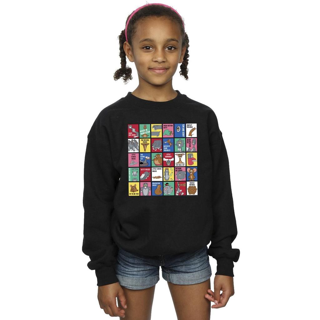 Tom and Jerry Girls Grid Squares Sweatshirt