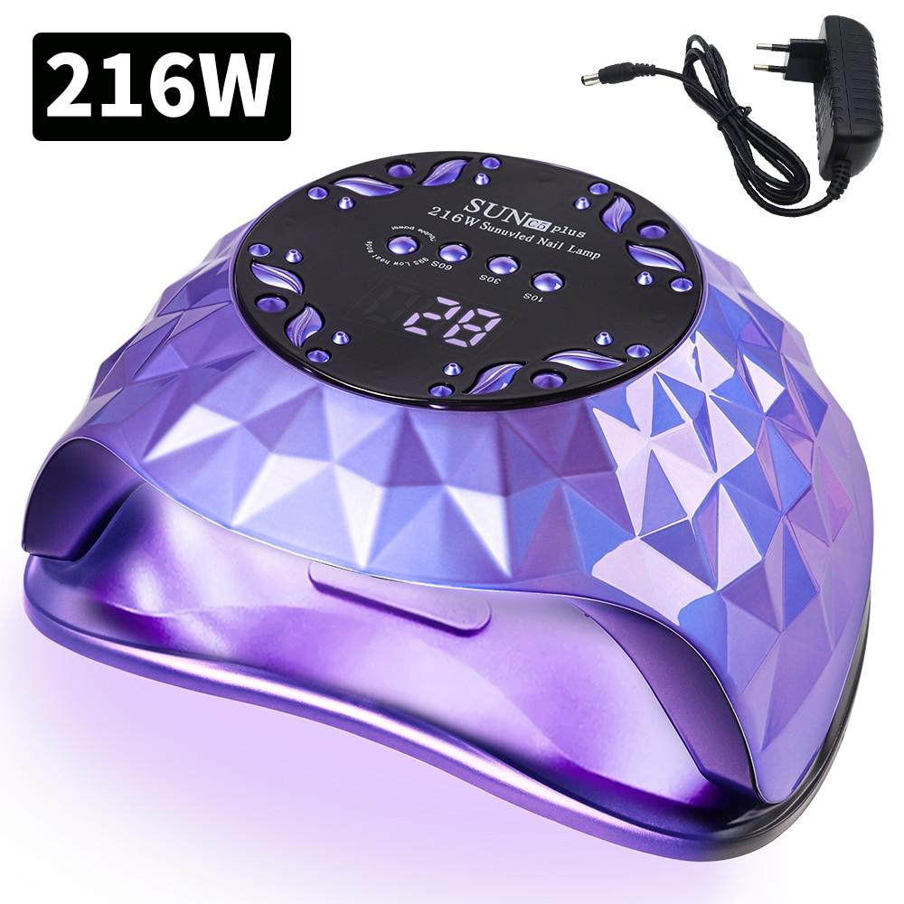 

216 Вт сушилка для ногтей УФ-светодиодная лампа для сушки ногтей для сушки всех гель-лаков для ногтей с датчиком движения профессиональное оборудование для маникюрного салона us фиолетовый