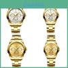Elegant Golden Couple Watch Waterproof Steel Strap Business Quartz Watch For Couples