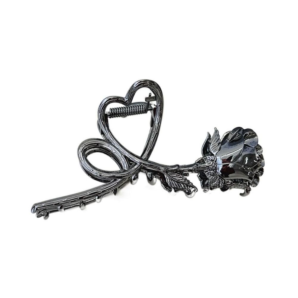 

Styling Accessories Vintage Korean Shark Clip Zinc Zinc Alloy Hairpin Rose Floral Barrette Women Hair Claw чёрный