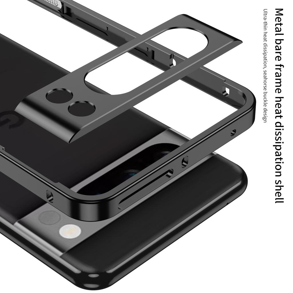 For Google Pixel 8 Pro Bumper Cases Metal Frame Heat Dissipation Cover with Lens Protector