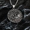 Vintage Stainless Steel Men's Pendant Viking Wolf Head Compass Rune Necklace