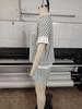 European and American Women's Stripe Knit Two-Piece: Loose Sweatshirt & High-Waisted Shorts Set