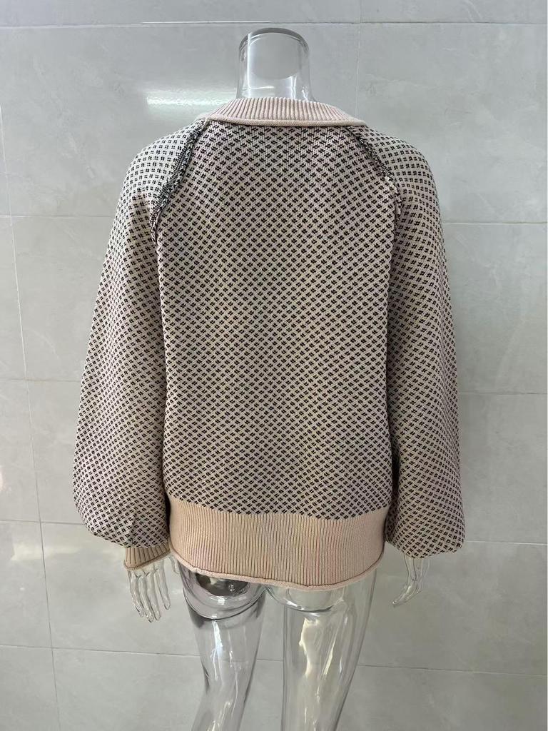 Spring Women's Long-Sleeve Jacquard Pullover Sweater Jacket