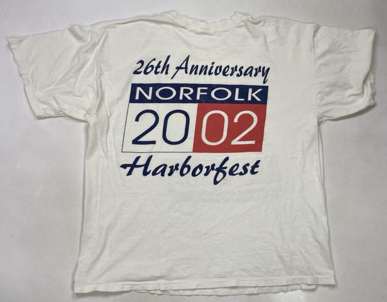 VINTAGE Norfolk Haborfest 2002 Graphic T-shirt Men XL White 26th Anniversary L
