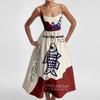 European and American Sexy U-Collar Waist Hugging Pleat Sling Big Hemline Dress Women Sexy Suspender Dress